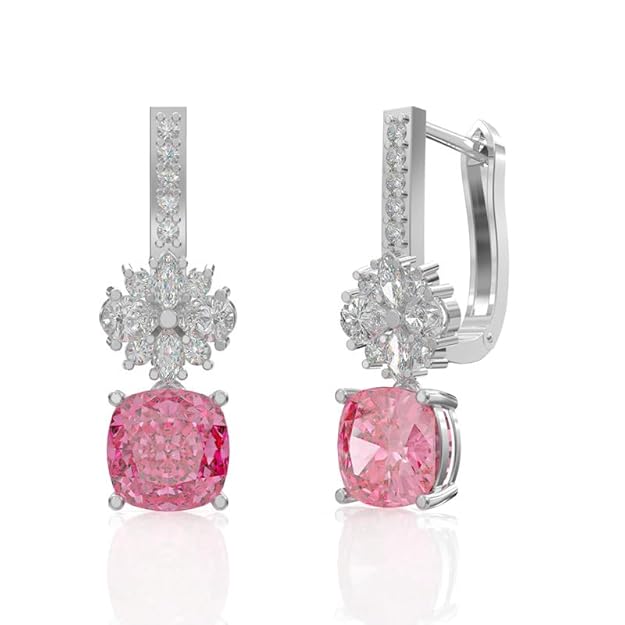 ANAYRA 925 Sterling Silver Earring for Women | Hallmark Certified Silver Earring | Pink/Green Earring for Women | Silver Fine Jewellery for Women | Great Choice for Gifting