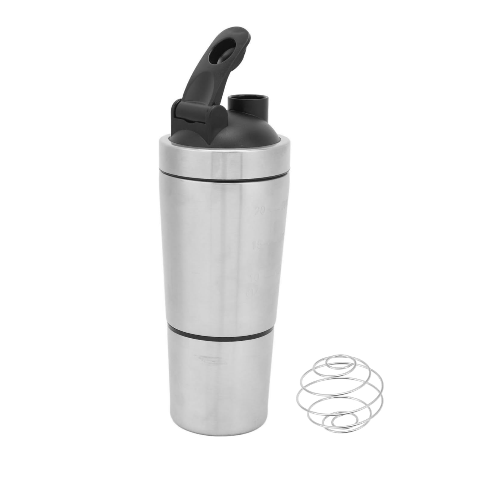 Shaker à protéines anti-grumeaux Topyond en inox avec échelle de mesure précise