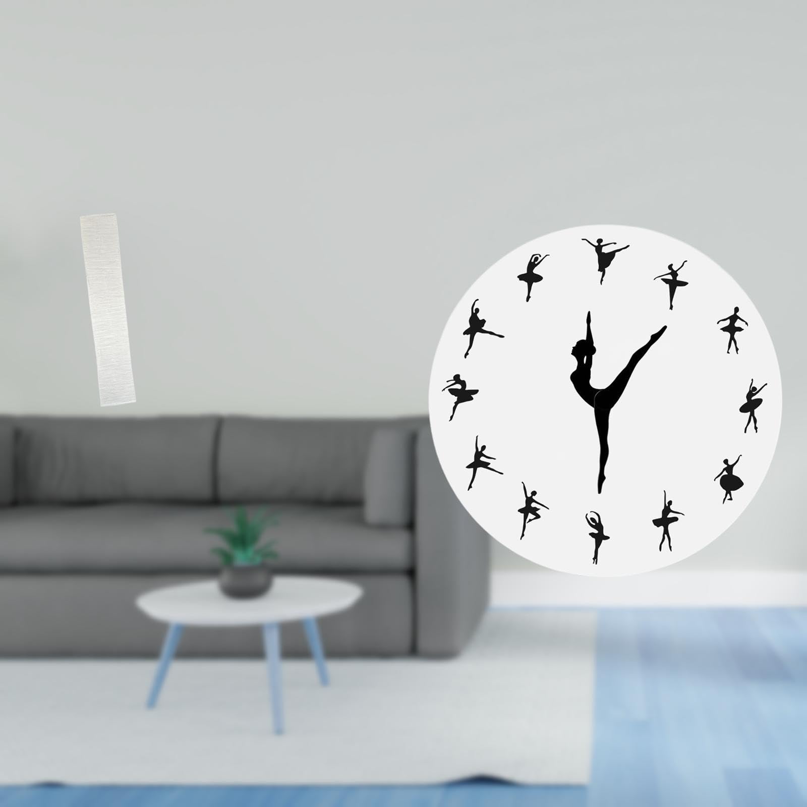 Enakshi® Living Room Paper Floor Lamp Shade with Ballet Dancing Girl Wall Clock Silent Mute Clock Dance Charming Decorative for Kitchen Office Home Standing Lamp Light Cover Lampshade-image-2