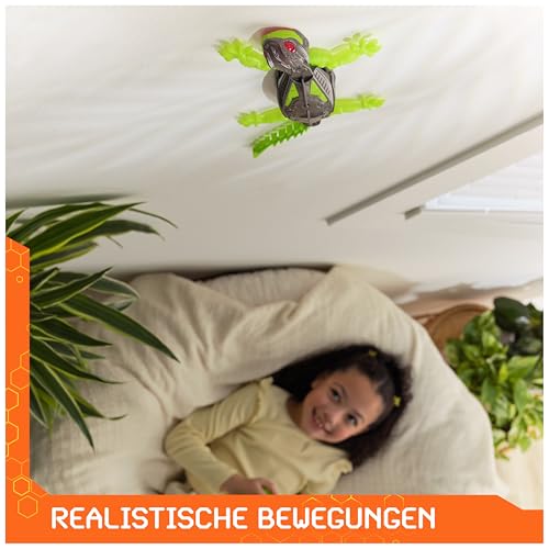 Hex Bots - Wall Crawler Gecko, ferngesteuerter Gecko, der an Wänden und Decken entlang krabbelt, mit leuchtenden LED-Augen, mit Fernbedienung, realistische Bewegungen, für Kinder ab 4 Jahren