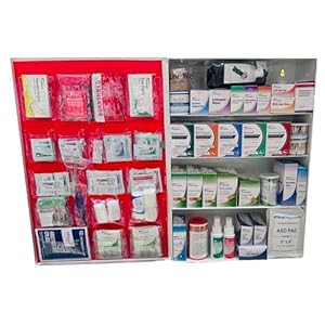 4-Shelf Metal 1st Aid Cabinet Class B, Large Capacity First Aid Wall Mount Medicine Cabinet, Secure Metal Med Box with Easy Access, Exceeds OSHA/ANSI Z308.1 2015, Over 1,250-Pieces
