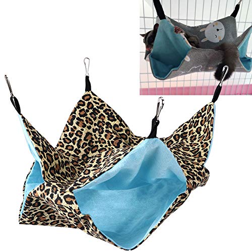 Dubbellaagse can cavia hangmat, hangmatten voor kleine huisdieren hangbed slaapzak voor hamster, cavia, chinchilla, fret, papegaai(Luipaard) - Image 6