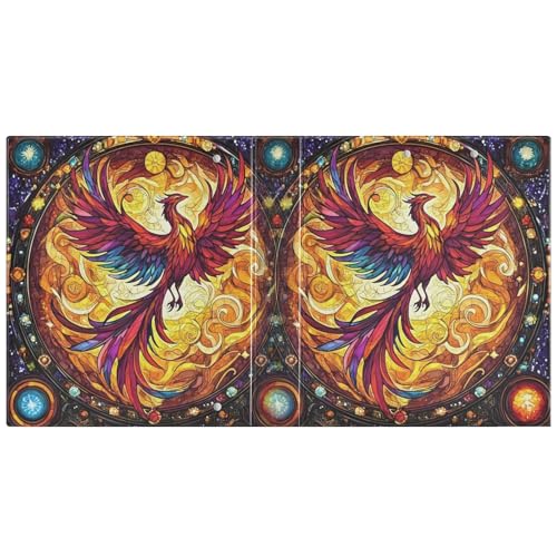 Image of Phoenix Fire Wing Rainbow Glass 3 Ring Binder with 2 Interior Pockets 1.5 inch Binders 3 Ring Heavy Duty Fit 8.5 inch x 11 inch Letter Size for Office School, 2 Pack