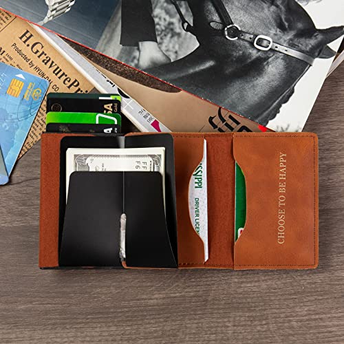 Nobelook Personalized Airtag Wallet for Men Custom Monogarm Name RFID Mens Wallet Card Holder for Air Tag with Money Clip Minimalist Pocket Wallet Gift for Father Boyfriend Husband (Caramel Colour)2
