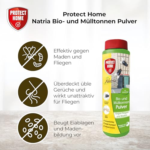 PROTECT HOME Natria Bio- und Mülltonnenpulver, gegen Maden und Fliegen in der Mülltonne, 500 g