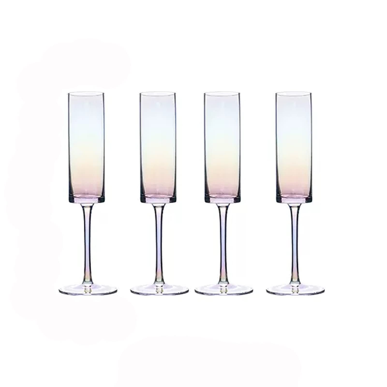 Flûtes à champagne Quatre ensembles de verres à champagne droits Verre en cristal de style européen Flûte à champagne Verres étincelants de haute qualité Accueil Verres à whisky pour les fêtes (Couleu