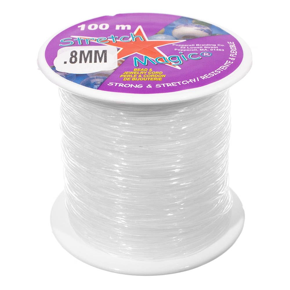 Craft De Stretch Magic Cordon – 3, 5, 25, Ou 100 Metres – Noir, Perle, Clair – Disponible En Différentes Tailles Diamètre .8mm X 100 Meters Claire