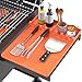 Silicone Grill Mat Compatible with Blackstone, BBQ Griddle Tools Mat with Drip Pad, Spatula Mat for Outdoor Kitchen Counter, Gifts for Men (Orange)
