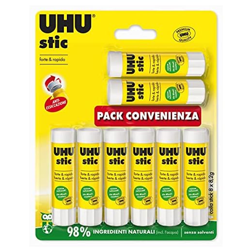 UHU Stic Kleber, 8 x 8,2 g, Kinderkleber, sicher zu verwenden, geeignet für Schule, Büro, Universität