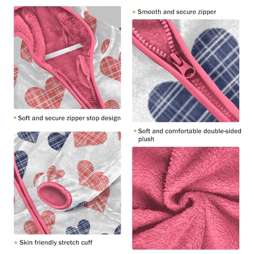 Red Blue Heart Love Girls Fleece Jacket Girls Fall Jacket Girl Coats Zip Up Hoodie Children Sherpa Warm Outerwear 2-10T3