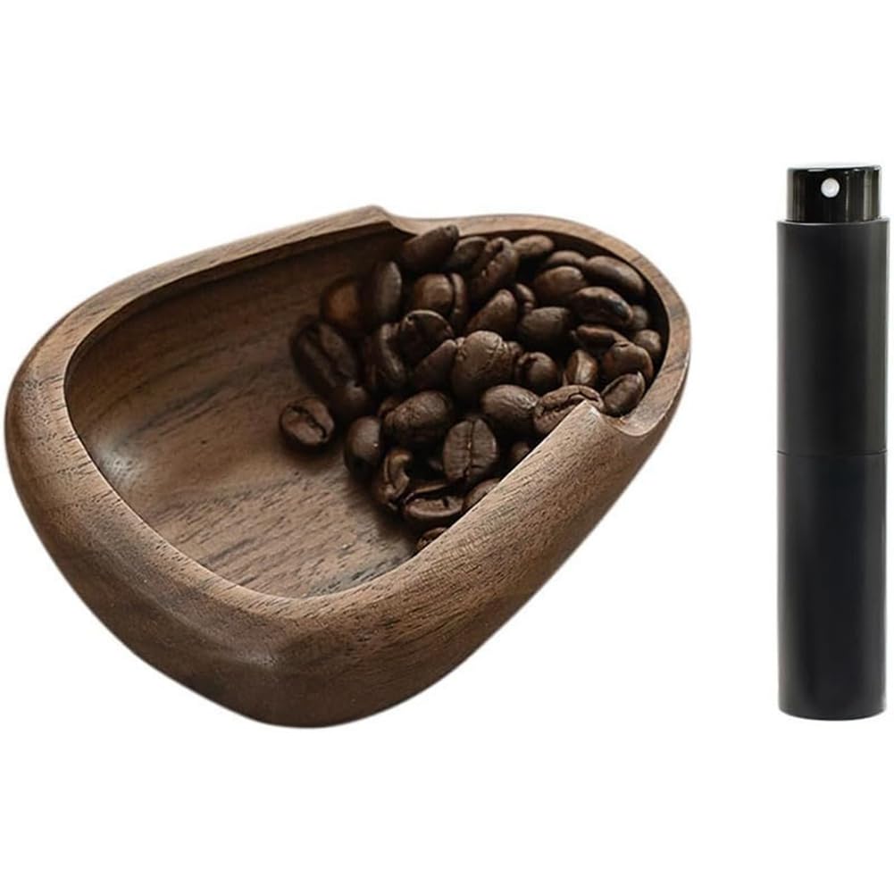 Quzenn Coffee Bar Accessories Set Coffee Bean Dosing Cup, Coffee Spritzer Wooden Dosing Vessel/Single Dose Measuring Tray
