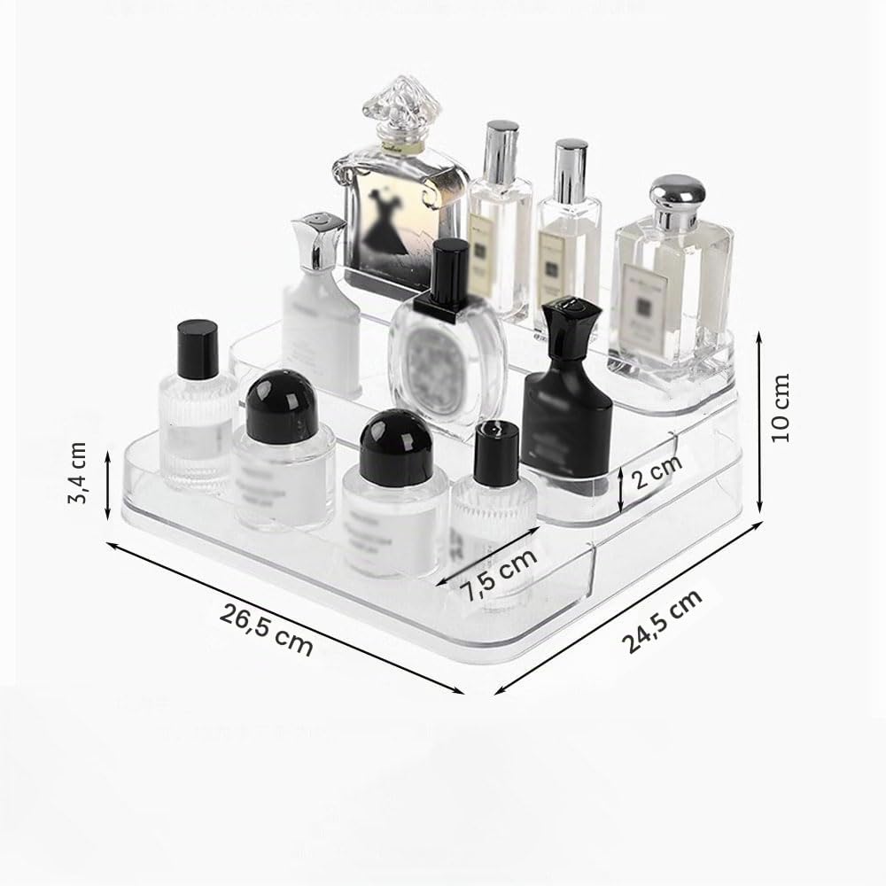 Présentoir en Acrylique Transparent 3 Niveaux - Polyvalent pour Pâtisserie, Cosmétiques, Collections, Vernis à Ongles, Épices, Figurines - Mise en Valeur