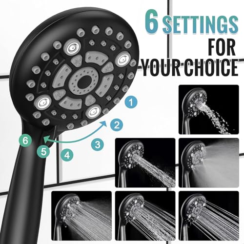 Image of SR SUN RISE Shower Faucet - 12 Inch Multifunctional High Pressure Shower Head System with Handheld Shower Head Fixtures - Valve Included - Matte Black
