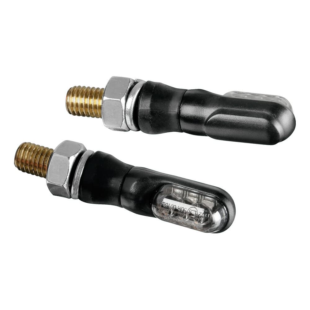 Compatible con bordes intermitentes de par de LED homologados de 12 V micro nano para moto, lámpara intermitente deportiva negra lente ahumada 35 x 18 mm
