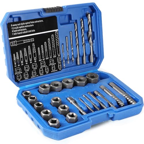 SWAWIS 26 Pièces Extracteur de Vis à Filetage Inversé Jeu Professionnel Extracteur de Boulon et Extracteur de Vis Cassés Haute Résistance extracteur vis...