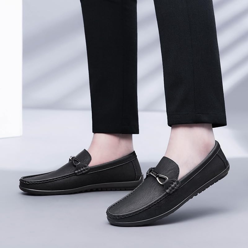 Men's Slip-on Dress Shoes Men Formal Business Wedding Derby Shoes Lightweight Casual Walking Loafers Shoes(Black,9.5)2