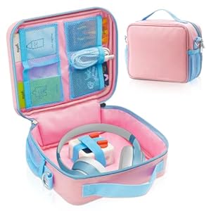 Portable Carrying Case for YOTO Mini – Travel Case Compatible with Yoto Mini Audio Music Player, Headphone, Cards, Small Storage Bag with Handle and Shoulder Strap, Pink (Case Only)