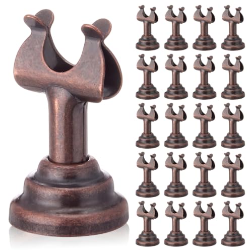 Image of 24 Pcs Red Bronze Metal Table Number Holders 1.8 Inch Mini Wedding Place Card Holders Bulk Harp Clip Table Sign Stands Card Holder for Memo Notes Menu Wedding Restaurant Birthday Decor