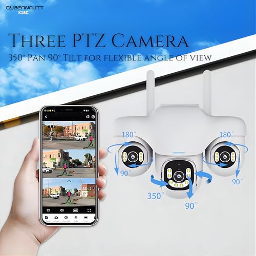 Image of XUGA - Cybernautt Series K18C 18MP 3 Lens PTZ 4G Sim Wireless Outdoor CCTV Camera with Three Side View | 360 | Night Vision | Motion Detection| All 3 Lens Mobile Operated | Use Air-tel 4G Sim