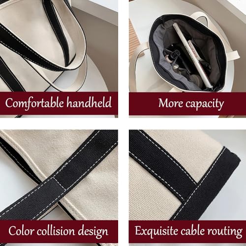 Personalized Women Embroidered Name Tote Bag Reusable Canvas Shopping Bag Top Zipper Closure For Women Beach Travel & Daily Essentials Groceries3