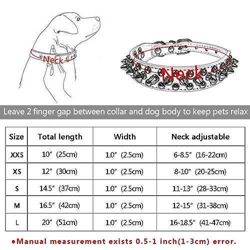 Hundehalsband mit Nieten, PU-Leder, Pitbull-Nieten, verstellbares Halsband (schwarz, 27–32 cm)