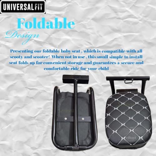 Image of AMB Scooty Activa Front Baby Seat | Foldable Kids Scooter Chair | Soft Cushion Comfort | Adjustable Secure Child Riding Seat | Durable Metal Frame Build | Universal Fit for All Scooters