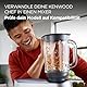 Kenwood ThermoResist Glas-Mixaufsatz KAH359GL, Zubehör für Kenwood Chef Küchenmaschinen, hitzebeständiger Glasbehälter für Eis, Suppen & Co., inkl. Rührstick, Anthrazit/Silber