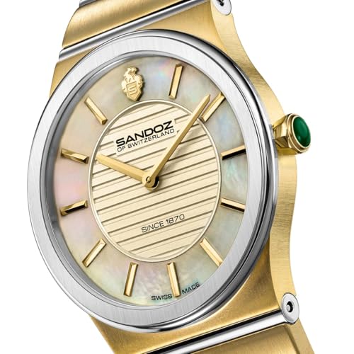 Image of Sandoz Tresor Premium Quartz Champagne MOP Dial Swiss Made Watch for Women - SZWLG0000604