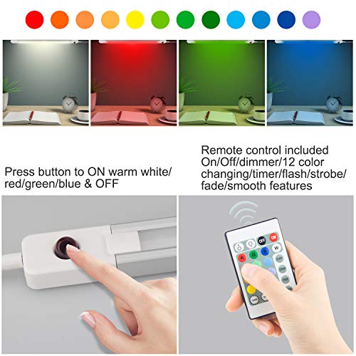 LUXSWAY Plug in Color Changing Led Bar Light,Led RGB Strip Light with Remote,Super Bright Under Cabinet Lighting,Multicolor Stick On Light for Under Counter, Desk,Cupboard, Room (18 Inch) - Image 3