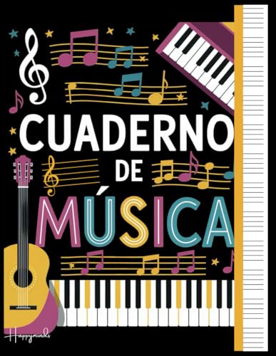 Cuaderno de música: Libreta de pentagrama musical. Papel de partituras en blanco, pentagramado, para estudiantes, músicos y compositores. 100 páginas (Spanish Edition)