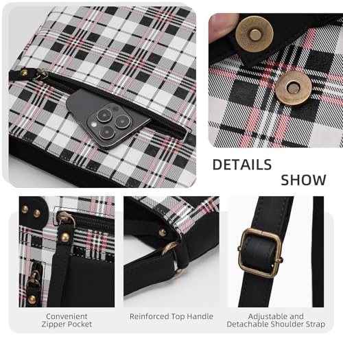 Image of KL928 Women's Crossbody Purse Bags Medium PU Leather Multi-Pocket Handbag | Medium size, multiple pockets, compartments, adjustable strap, zipper, fits 7.9 inch iPad, phone, wallet, shop, work, travel