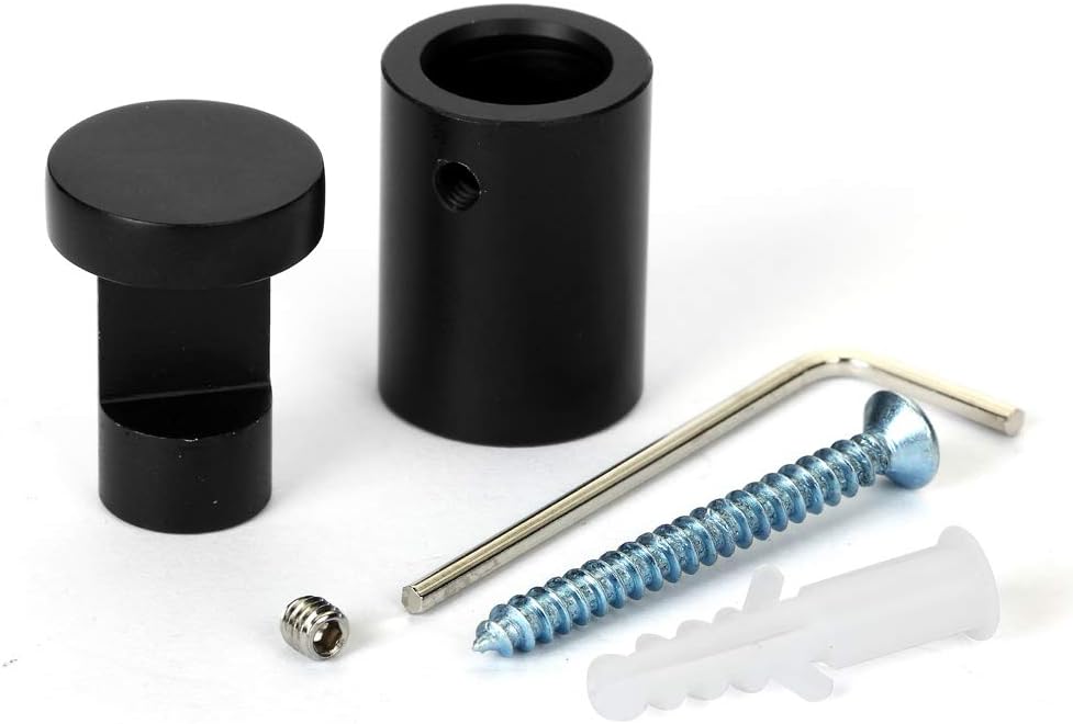TOPNIKE Side Clamp Standoffs 3/4" x 1" Black Aluminum, Edge Grip for Glass, Burglarproof Sign, Hardware for Acrylic, PVC, Glass Panel With 2pcs Spacers, Pack of 4