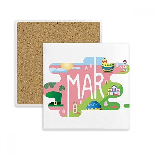 Mois saison illustration carré tasse coaster absorbant pour boisson multicolore
