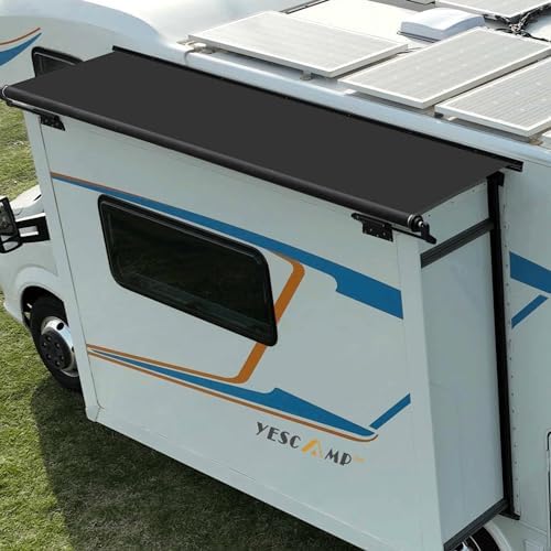 YESCAMP RV Slide Topper Awning Complete Kit,Universal Fit RV Slide Out Awning Protection for RVs,Campers,Travel Trailers,5th Wheels & Motorhomes,Black,13'(12'7'' Fabric)