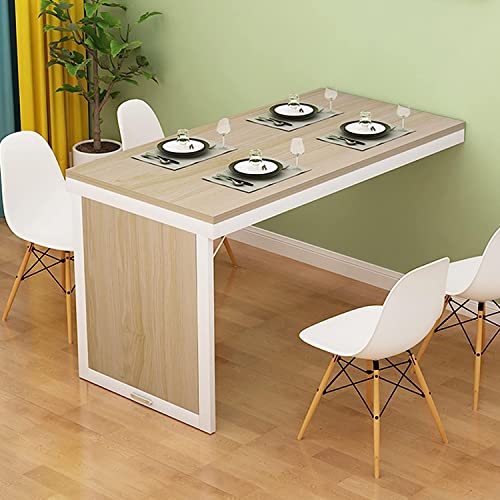 Mesa de comedor plegable Mesa de pared plegable para espacios pequeños, escritorio convertible MDF mesa de pared mesa de ordenador para oficina, dormitorio, cocina (color: blanco + blanco, tamaño: 120
