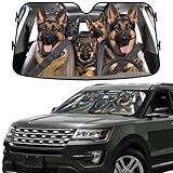 GENANY German Shepherd Dog Family Funny Windshield Sun Shade for Car SUV Truck (55x30 Inches), Car Sun Shade Windshield, Car Shades for Front Windows, Sunshade for Car Windshield