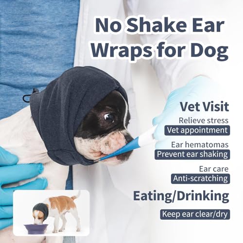 BWOOOWE Ohrenschutz für Hunde Beruhigende Ohrenschützer für Hunde Hundeschal für Hals Ohrenschützer Kräften zur Angstlinderung und Beruhigung(Grau,L)