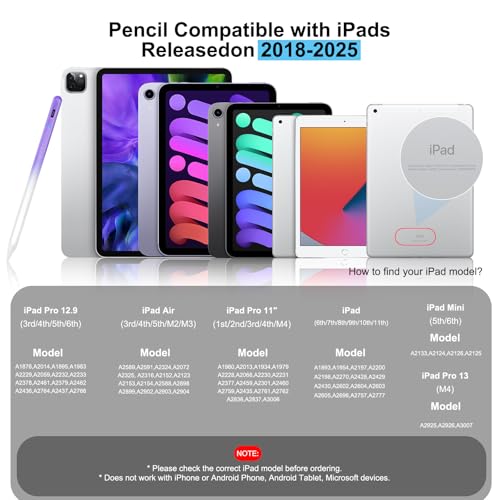 Image of Stylus Pen for ipad, Active Pencil with Quick Charge, Palm Rejection Tilt Sensor, Magnetic Pen Compatible with 2018-2022 iPad Pro 11 inch /12.9 inch /10 /9 /8 /7 /6,iPad mini 5 /6,iPad Air3 /4 /5
