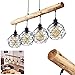 Suspension Bacabal en bois et métal noir, lampe pendante rétro, parfaite au dessus d'une table vintage, hauteur ajustable, max. 119 cm, pour 4 ampoules E27 max. 60 Watt, compatible ampoules LED
