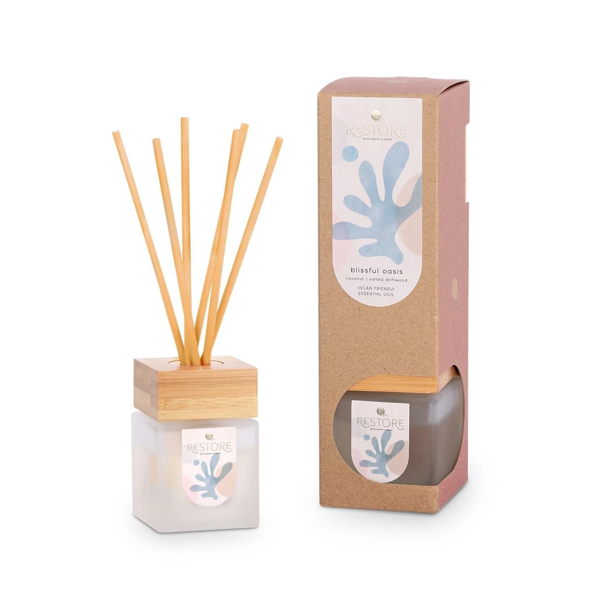Heart And Home Heart & Home Restore Reed Diffuser – Vegan Friendly, Natural Essential Oils, Long-Lasting Scent, Elegant Home Fragrance – Ideal For Relaxation & Gift Giving (Blissful Oasis)
