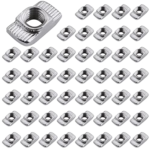 Yeepeo 50 Stück Hammerkopfmutter 8mm Nut 8, M6 Gewinde 3030 Profil Nutensteine Kohlenstoffstahl T-Slot Nutmuttern Hammermutter für Aluminiumprofil Extrusionsschlitz (EU30-M6 ×16×8)