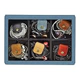 MITER Carrying Case for FiiO iBasso Sony Shanling HiBy Cayin Astell&Kern Questyle, Handmade Acrylic Window Hard Storage Box for IEM Earphones + Digital Audio Player (Acrylic 6 Earphones Case-Blue)