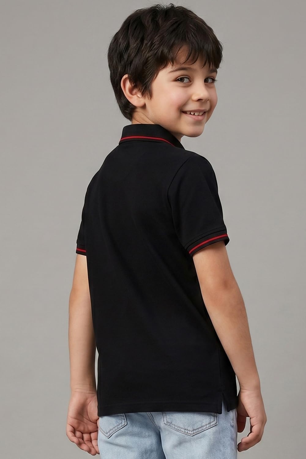 Allen Solly Boys Regular Fit Polo Tshirt(ABKPCRGBI00494_black7-8 Years) Black