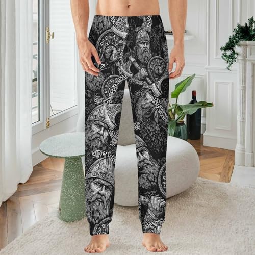 Odin God Vikings Ravens Men's Pajama Bottoms Sleep Lounge Soft Comfy Pants Sleepwear2