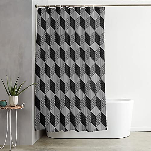 Rideau de douche 165x200cm polyester géométrie gris KnSam - 3