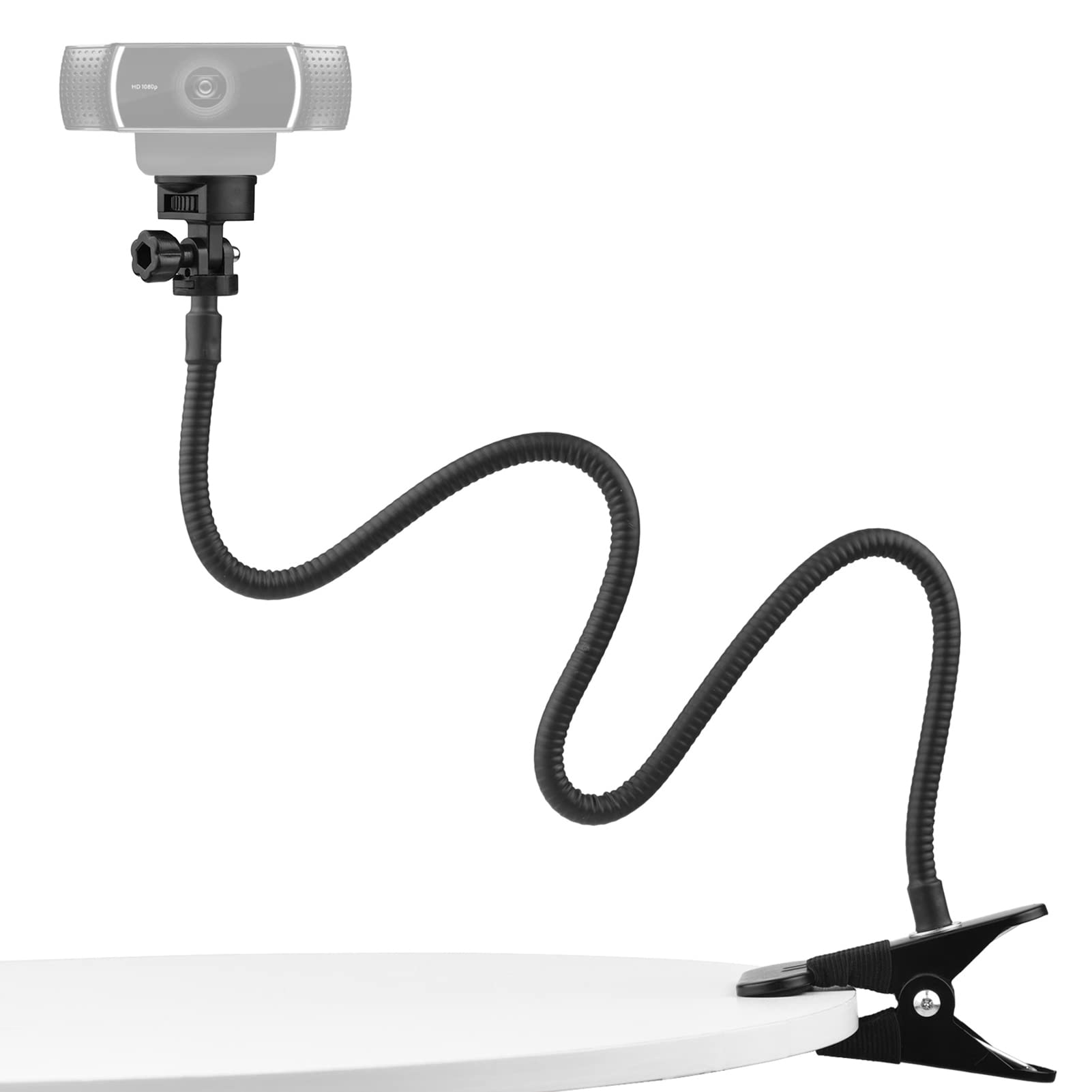 ELBME 72cm/28in Webcam Stand Flexible Desk Mount Bracket with 45748 Inch Screw 1kg Load Capacity for Web Camera C930e/C930/C920/C922x/C922/C925e/C615 for Smartphone Small LED Video Light