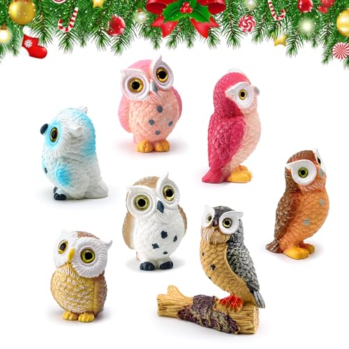 MosQler 7 Stück Eulen Deko-Figuren| Verschiedene Größen | Dekoration...