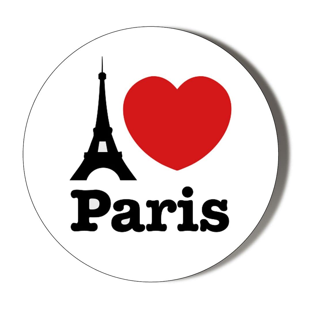 Gift Insanity White I Love Paris Eiffel Tower 38Mm Round Fridge Magnet