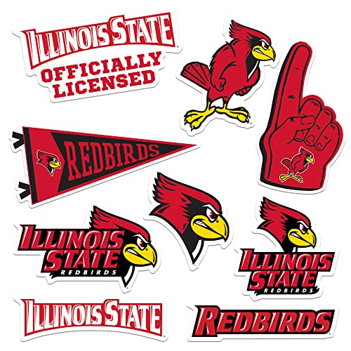 Image of Illinois State University 8ct Vinyl Large Deluxe Stickers Variety Pack - Laptop, Water Bottle, Scrapbooking, Tablet, Skateboard, Indoor /Outdoor - Set of 8