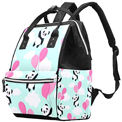 Wickeltasche für Mütter, niedlicher Panda, fliegt im Himmel, Reiserucksack, lässiger Tagesrucksack, Wickeltasche, Organizer, Stillflaschentasche